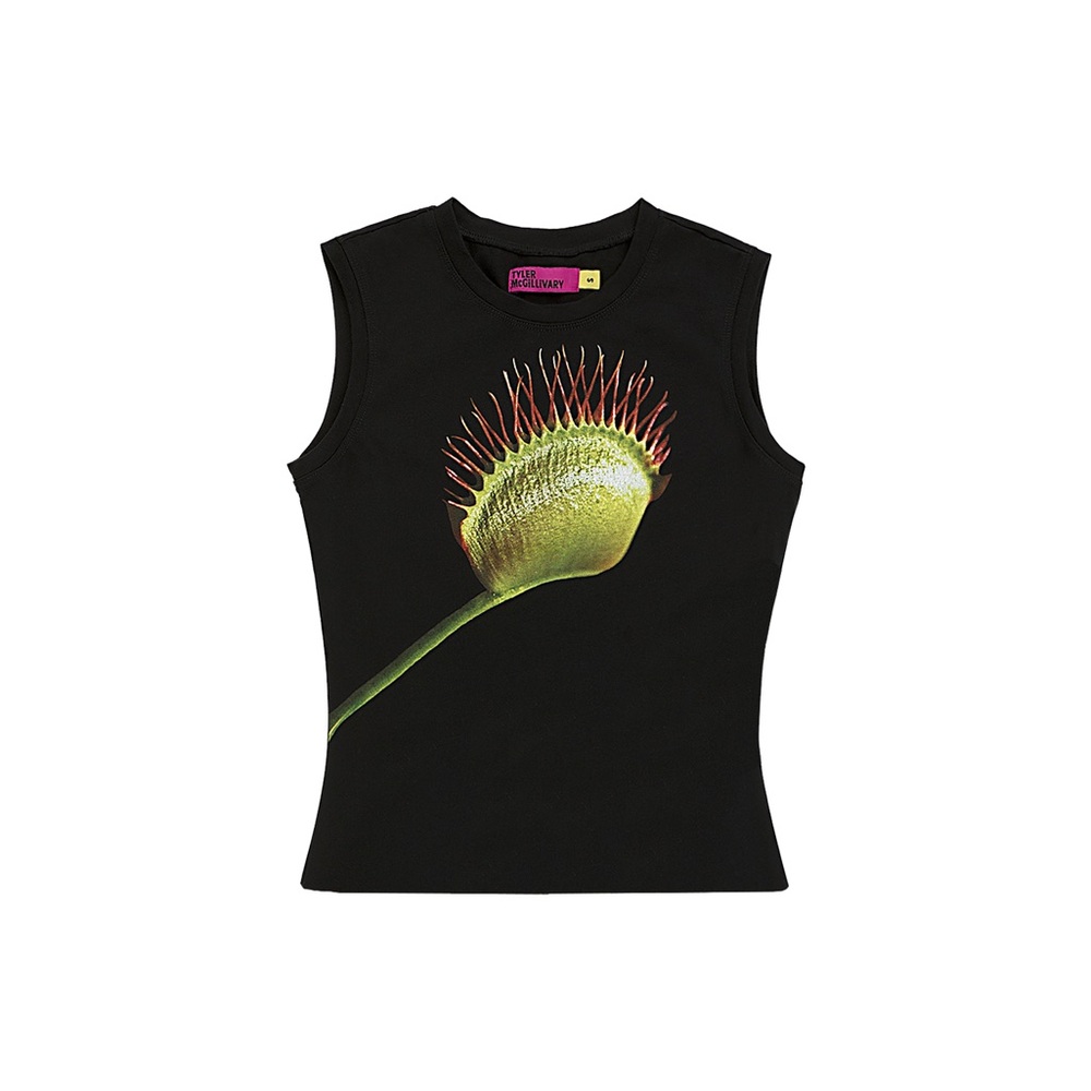 Black Sleeveless Top with Green and Red Design - Picture 2 of 2
